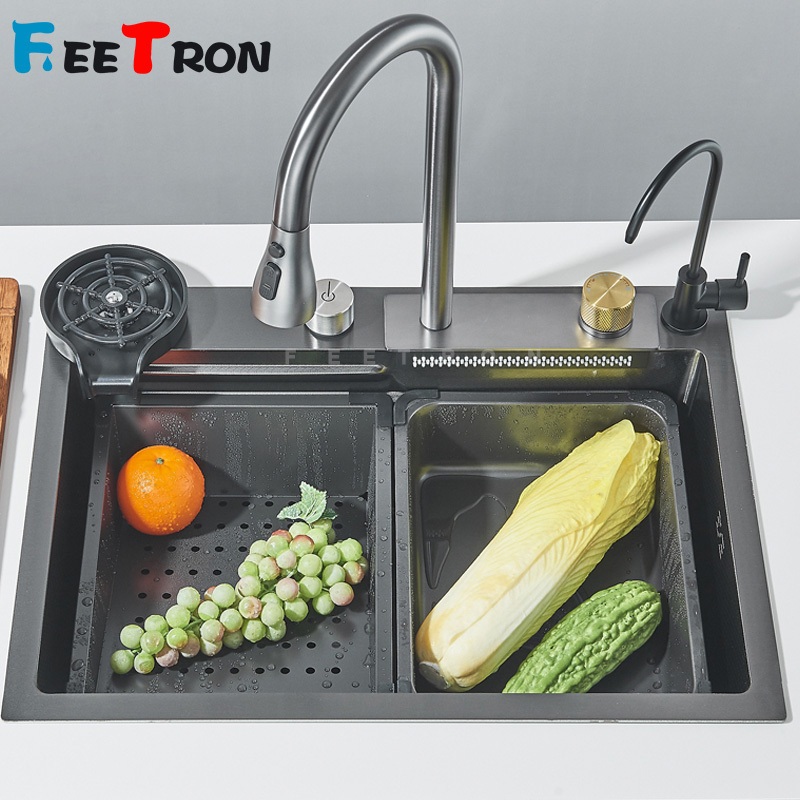 Kit Cuba Cozinha Gourmet Completa Aço Inox Torneira Flexível Cinzento 60x45x21 cm Cuba De Pia em Oferta na Shopee
