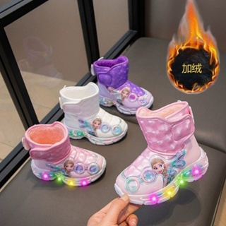 Frozen Elsa Girl Engrossar Botas De Neve Bebê Curtas De Lã Inverno Criança Quente Algodão Com Fundo Macio em Oferta na Shopee