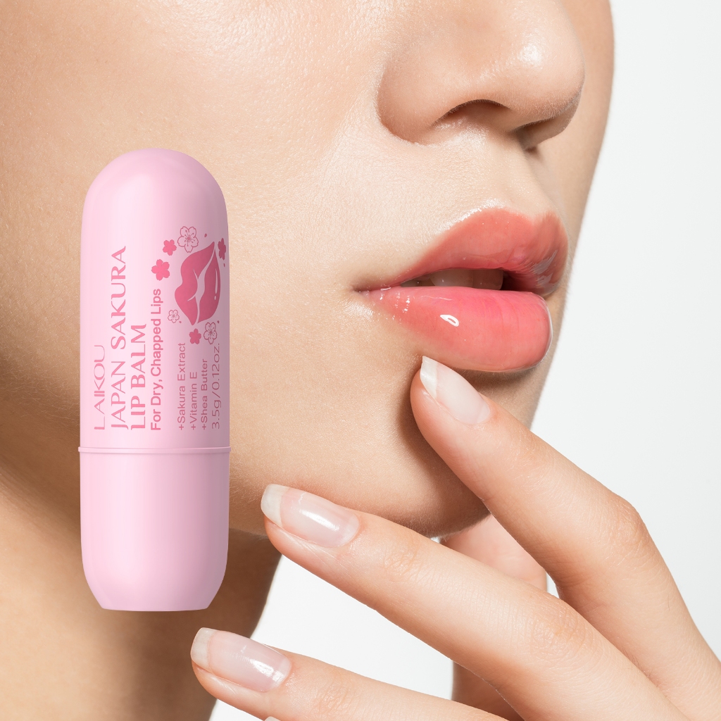 LAIKOU Japão Sakura Lip Balm 3.5g Hidratação Profunda Pele Macia Para Lábios Secos E Rachados