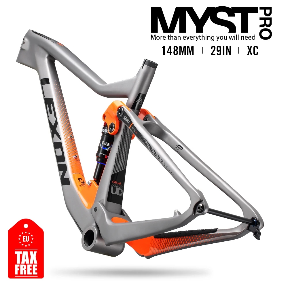 Estoque Pronto ! LEXON MTB Quadro De Bicicleta XC Teste Cross country Carbono Mountain Bike Suspensão Completa 29er Boos