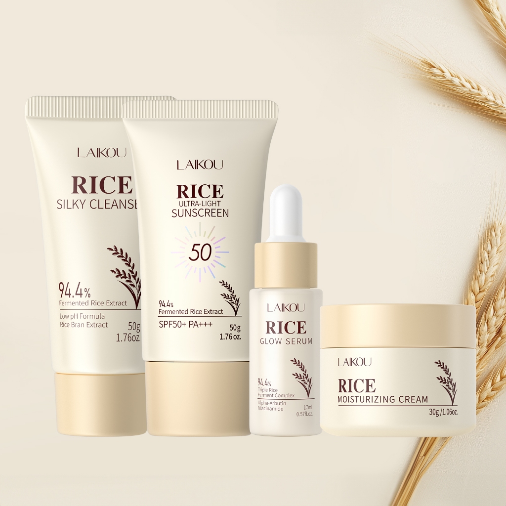 LAIKOU Arroz Brilhante Conjunto De Cuidados Com A Pele Protetor Solar Proteção UV Iluminando Hidratante Lisa - Beauty