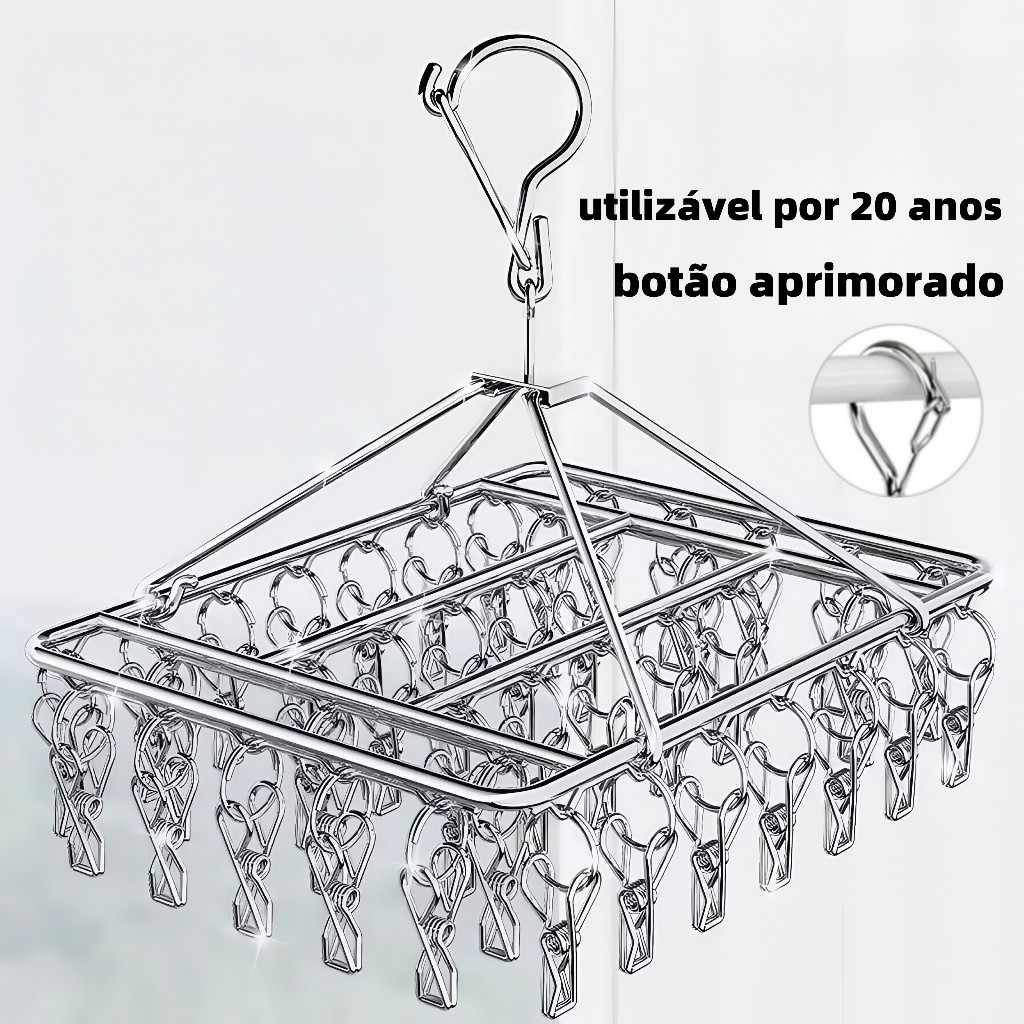 Varal 40 Prendedores Para Roupa Intima Para Calcinha Meia Cueca  Reforçado inox 20 Prendedores