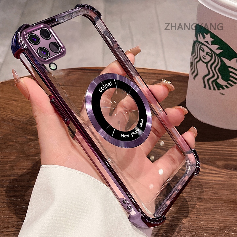Capa Para Samsung A12 A22 4G M12 M22 M32 De Telefone Transparente Galvanizada À Prova De Choque De Alta Definição Estéti