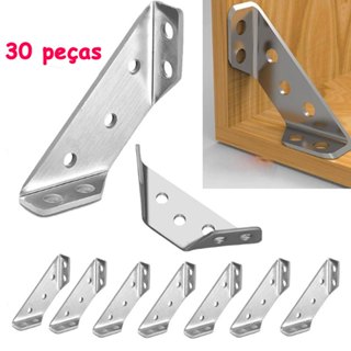 Kit 30 Conector Aço Cantoneira Junção Madeira Canto Móveis Excelente p/ reforço cantos de mobiliário em Oferta na Shopee