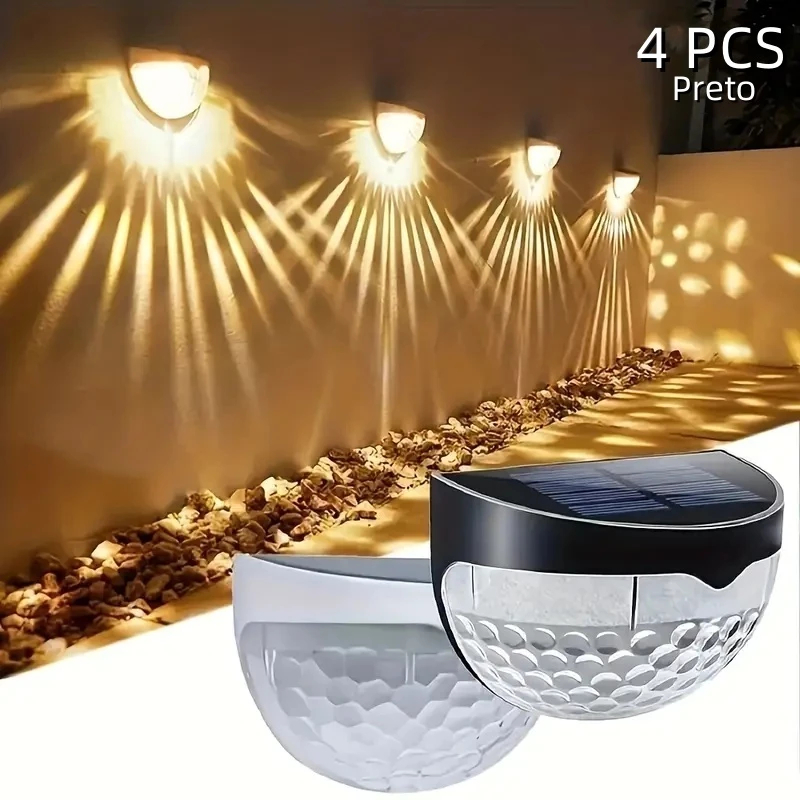 Kit 4 Arandela de Parede Energia Solar Branco Quente ou RGB Bateria Área Externa Fixa Preto em Oferta na Shopee