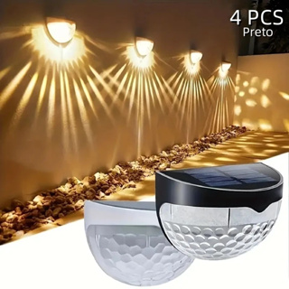 Kit 4 Arandela de Parede Energia Solar Branco Quente ou RGB Bateria Área Externa Fixa Preto em Oferta na Shopee