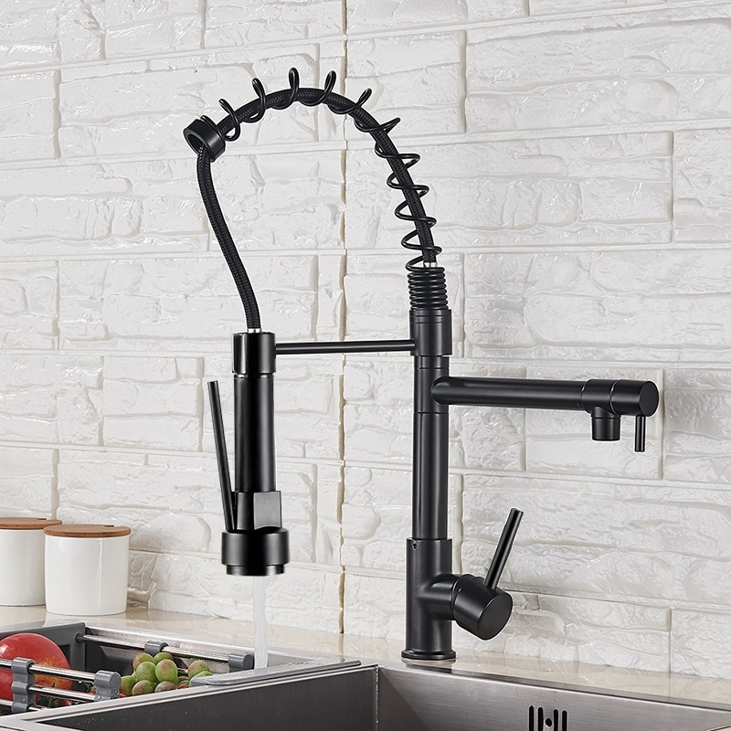 Torneira De Cozinha Gourmet Com Extensor De Spray-Preta