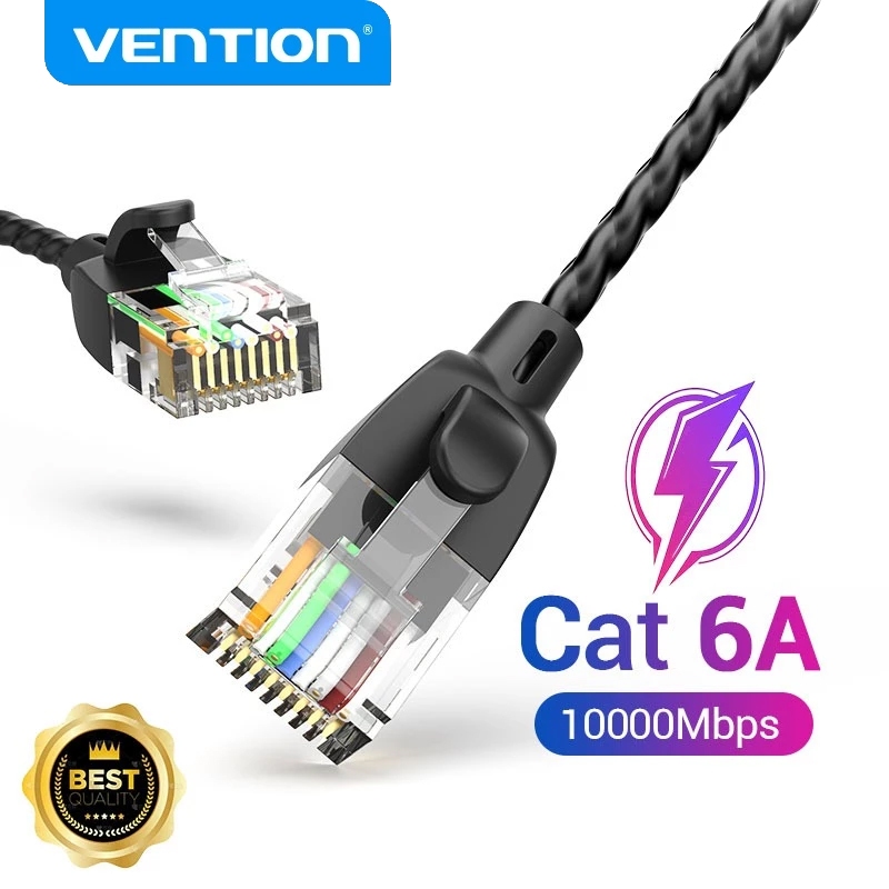 Vention Cat6A Cabo Ethernet Ultra Slim Lan Patch Cord UTP De Extensão Rede RJ45 De Alta Velocidade De 10 Gbps Para PC Mo em Oferta na Shopee