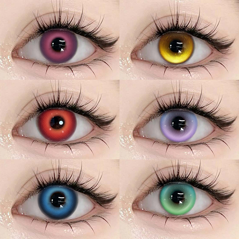 YIMEIXI Lentes De Contato Coloridas Para Cosplay , Com Grau 14.5mm , Halloween , Anime , Olhos , Desenho Animado , Maqui