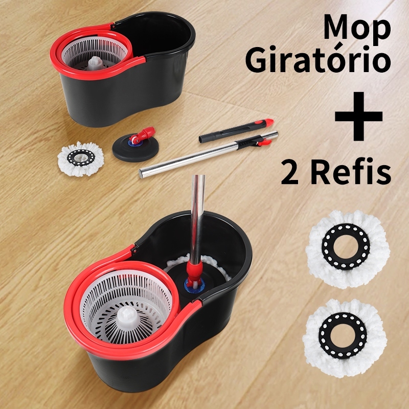 Haosin 360° desaguamento automático, esfregão de limpeza Esfregão giratório Mop com balde