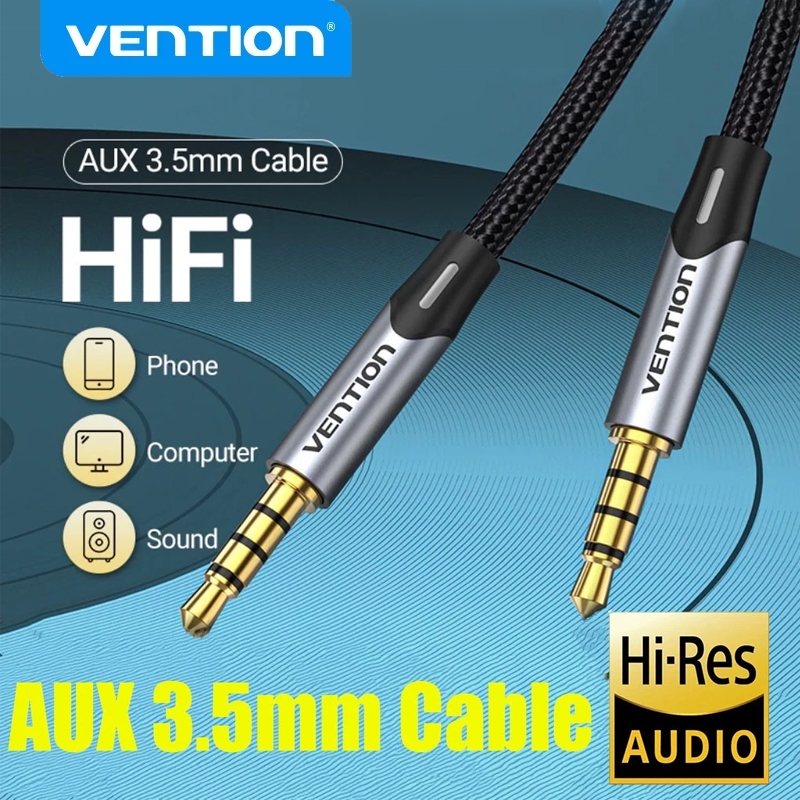 VENTION Cabo de áudio macho para macho de 3.5 mm Cabo AUX para Adequado para microfones telefones celulares e laptops