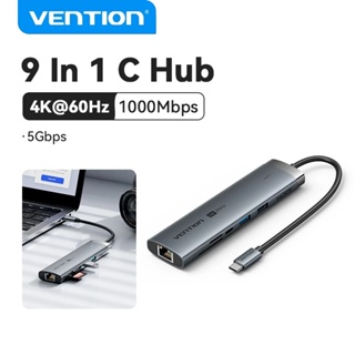 VENTION Adaptador USB C Hub 9 in 1 4K HDMI PD Charging Gigabit Ethernet 3 USB 3.0 SD/TF Card Reader For MacBook/Computer em Oferta na Shopee