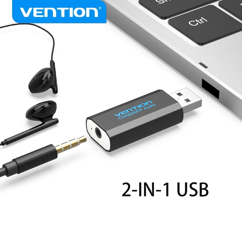 Venção 2-em-1 Usb Adaptador De Áudio Externo Usb Placa De Som Com 3.5mm Aux Estéreo Para Fone De Ouvido Pc Laptops - Audio