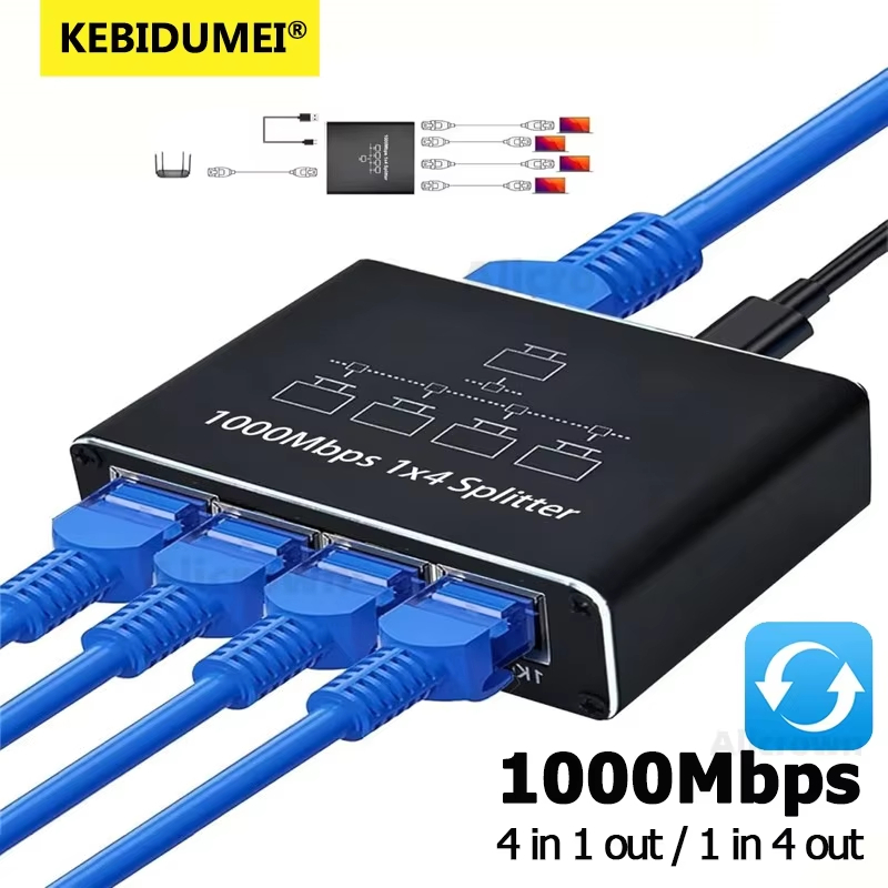1000Mbps Divisor Ethernet 1 A 3/4 Extensão De Rede RJ45 LAN Internet HUB Para PC Portátil Roteador TV-Box Digital