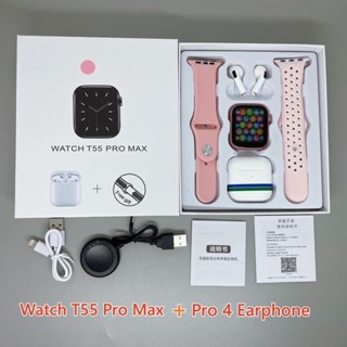 Smartwatch Relógio Inteligente T55 Pro Max Com 1 Fones De Ouvido Conjunto De Venda Quente 2 Alças Chamada Bluetooth Pape em Oferta na Shopee