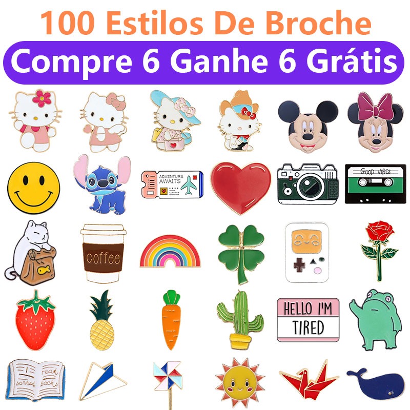 【Compre 6 Ganhe 6 Grátis】80 Estilos Moda Broche Dos Desenhos Animados Bonito Liga Alfinetes Badge Pin Mochila Decoração
