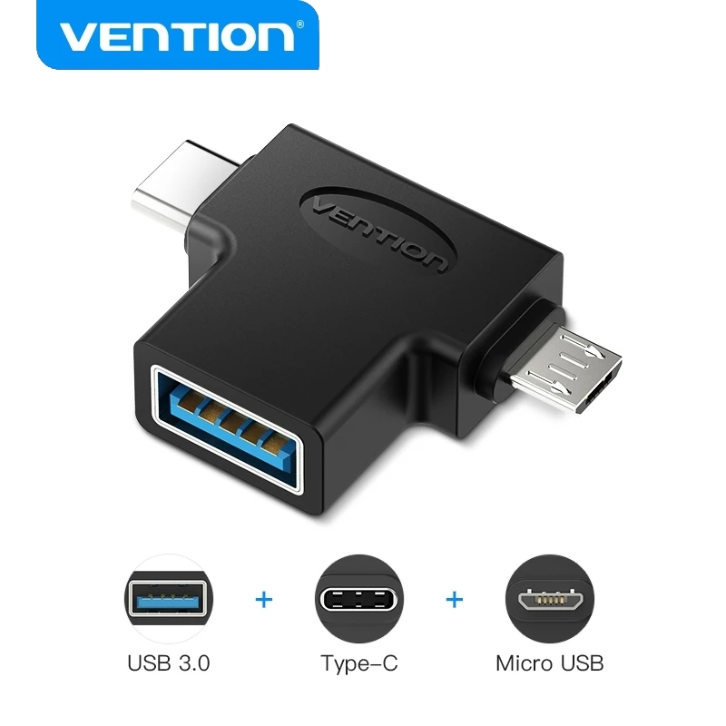 VENTION 2 Em 1 Adaptador OTG Tipo C/Micro USB Para 3.0 Adequado Telefones Celulares/tablets Com Função