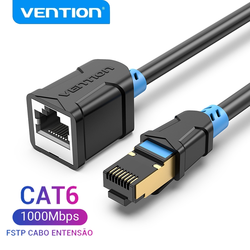 Vention Ethernet Cabo De Extensão De Cabo Blindado Cat6 Rj45 Cantos Macho Para Conector Fêmea Para Router Poe em Oferta na Shopee