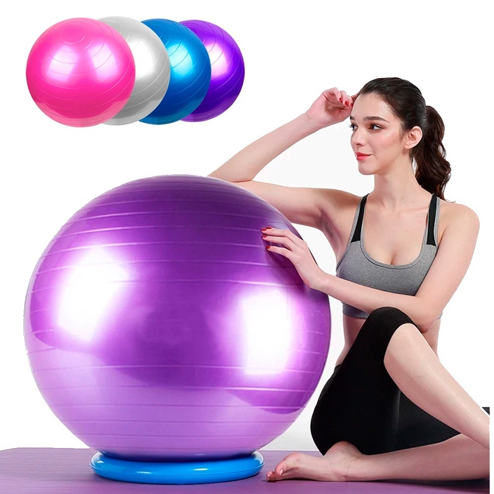 Bola de Pilates 65cm - Com Bomba de Ar para Yoga, Abdominais, Ginástica  - Cor Aleatória​