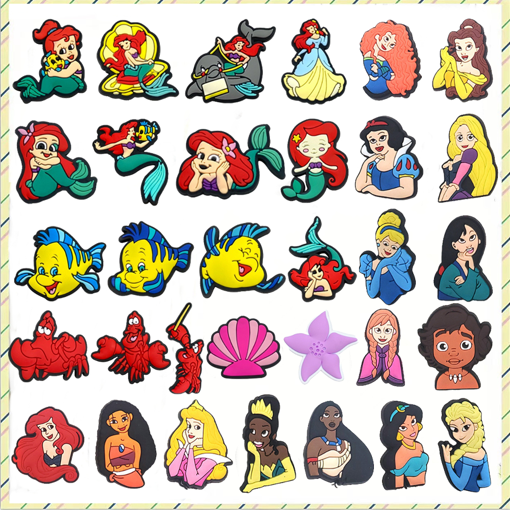 Quente 1 Pçs A Sereia Princesa Sapatos Encantos Acessórios Decorar Chinelos Sandálias Fivela Presentes