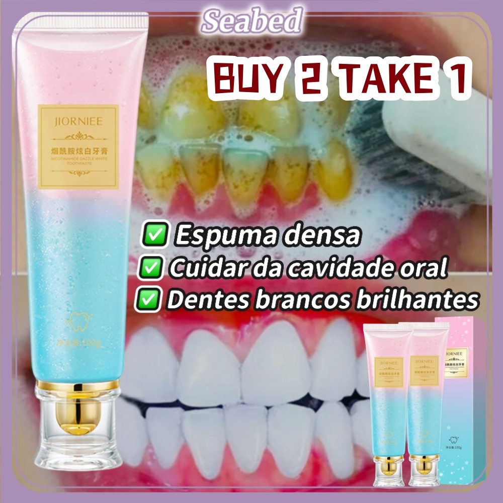 Pasta De Dente Branqueadora De Niacinamida Mancha Amarela Para Remover Hálito