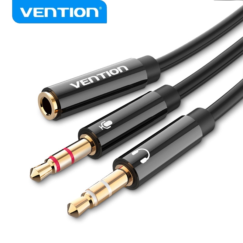 Vention Divisor Fêmea de 3,5mm para 2 Macho Duplo Microfone Áudio em Y Adaptador de Headset para PC em Oferta na Shopee