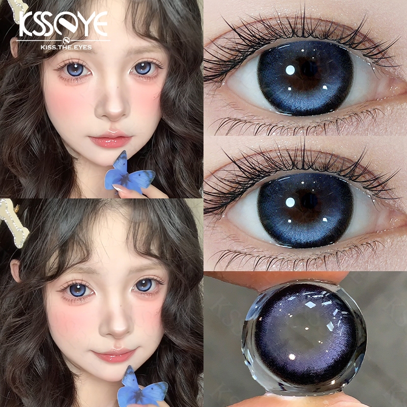 Lente De Contato Personalizada E Classificada , 2 Peças , KSSEYE , Macia 14.5MM , Série Mirage Azul Cinza , 6-12 Meses D