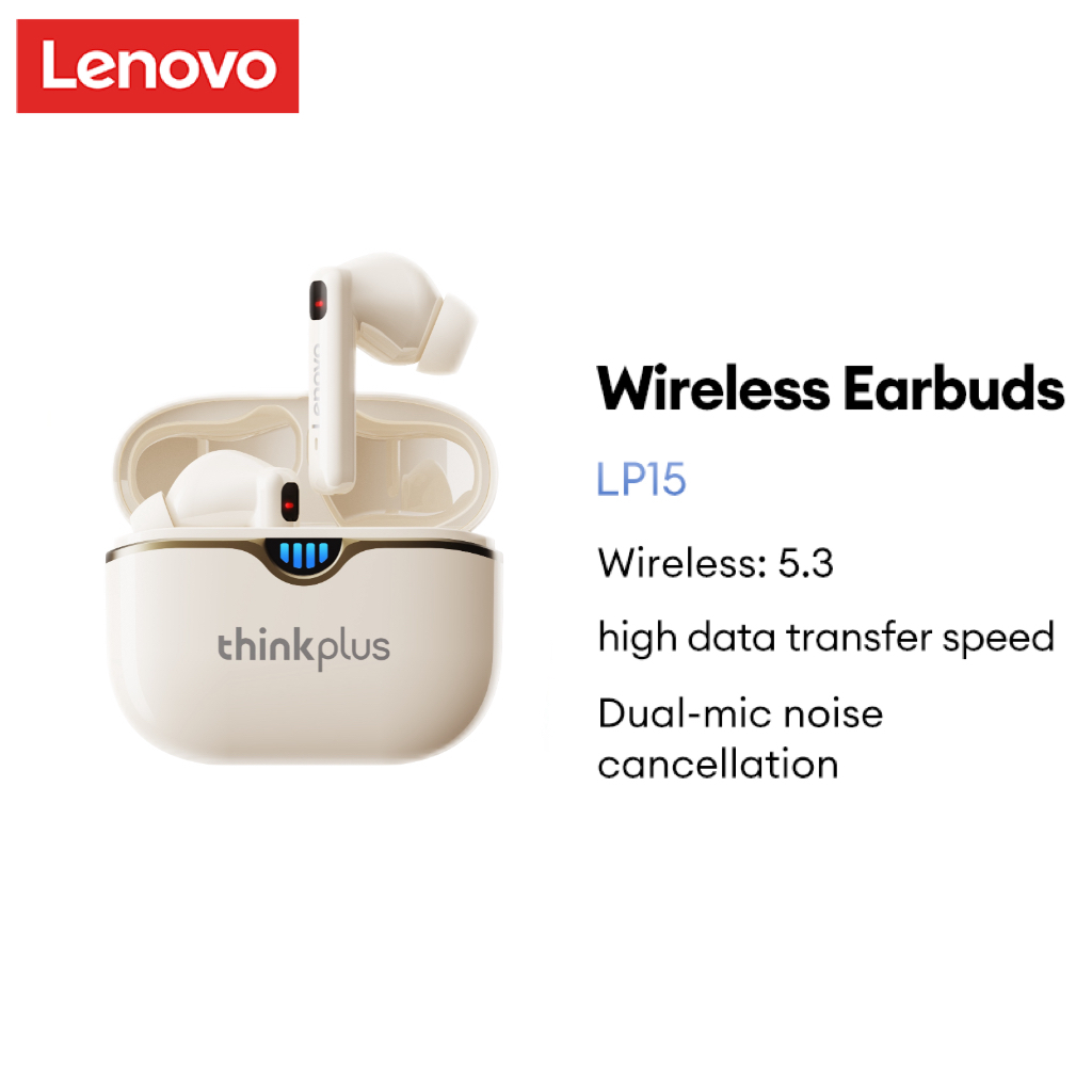 Lenovo LP15 Fone De Ouvido Bluetooth IPX4 Esportivo À Prova D'água Sem Fio Fones HD Chamada Com Microfone Bluetooth5.3