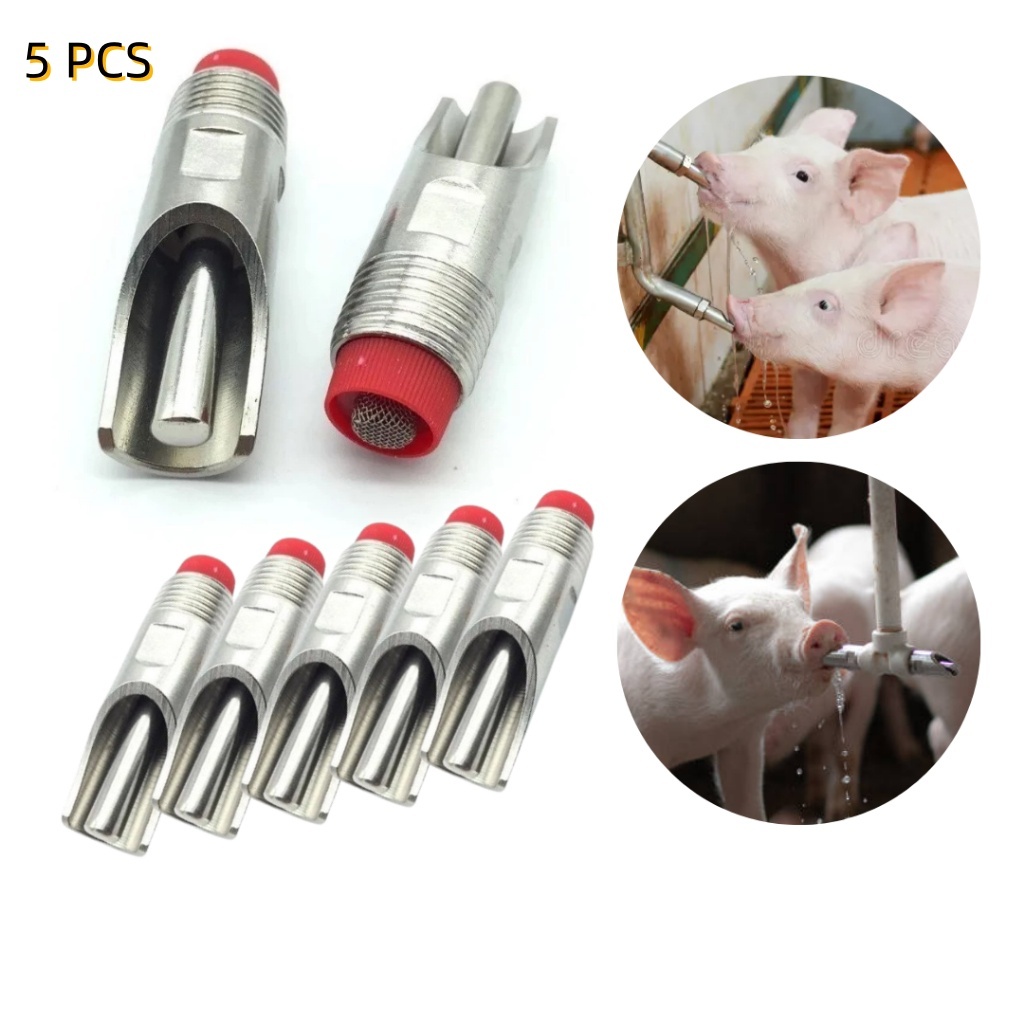Kit 5 Bebedouro Chupeta Inox Suino Porco Adulto 7cm