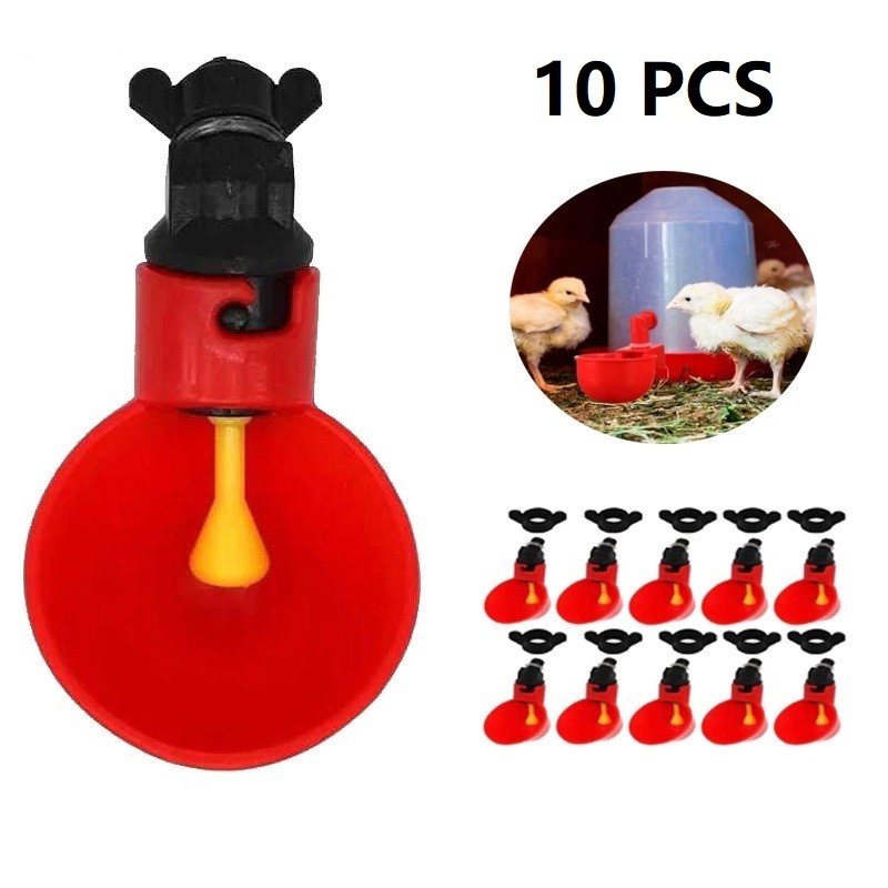 10 Bebedouro Automático Para Aves Galinhas - Copo De Água Cor Vermelho