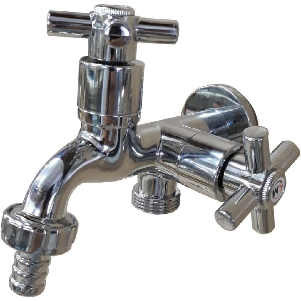 Torneira Dupla Para Tanque De Máquina De Lavar , Cromada , 1/4 Volta , 2 Tomadas