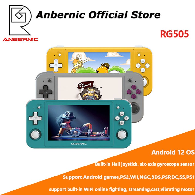 ANBERNIC RG505 Novo Console De Jogo Portátil Android 12 Sistema Unisoc Tiger T618 4.95-INCH OLED Com Atualização OTA Joyctick Hall
