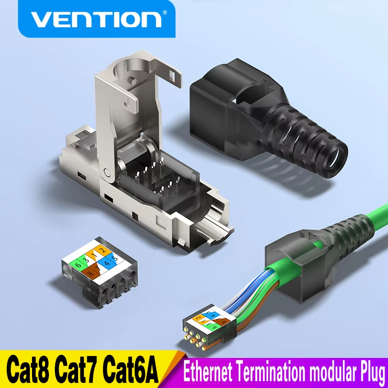 Vention RJ45 Cat8 Cat7 Cat6A Conectores Plugues De Terminação Ethernet Reutilizáveis Sem Ferramentas , Plugue De Interne