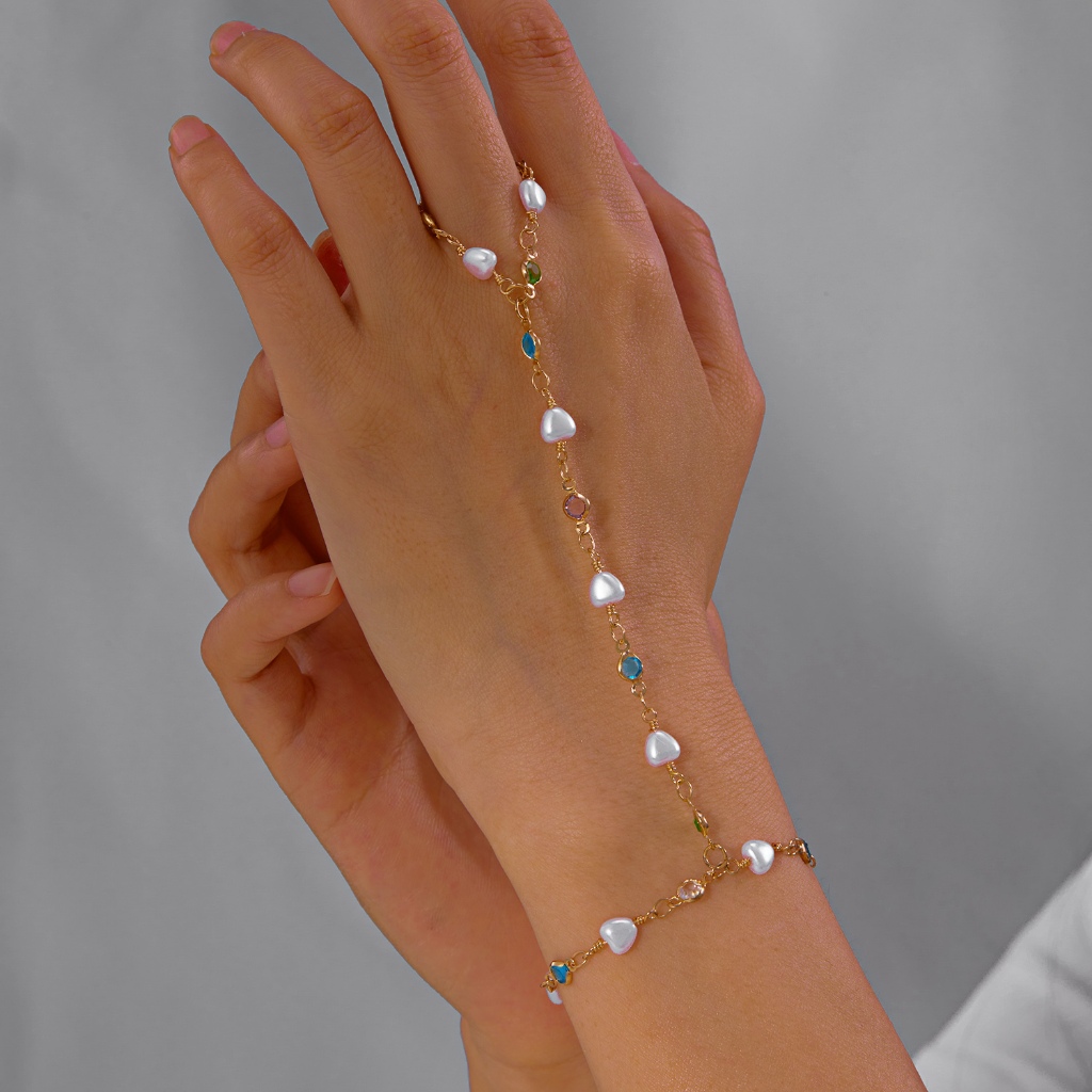 BELLA-Bee Love Colorido Diamante Pérola Dedo Pulseira Moda Jóias Festa Presente De Feriado Acessórios