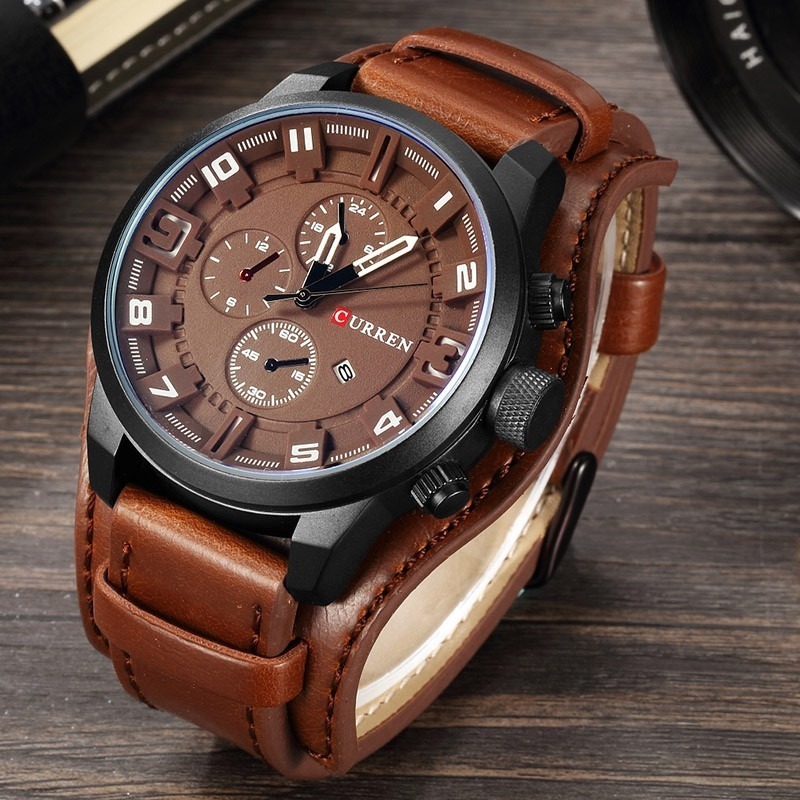 Curren 8225 Jam Tangan Lelaki Relógio Digital De Quartzo Masculino Relógios Marca Superior De Luxo Couro Casual Esporte