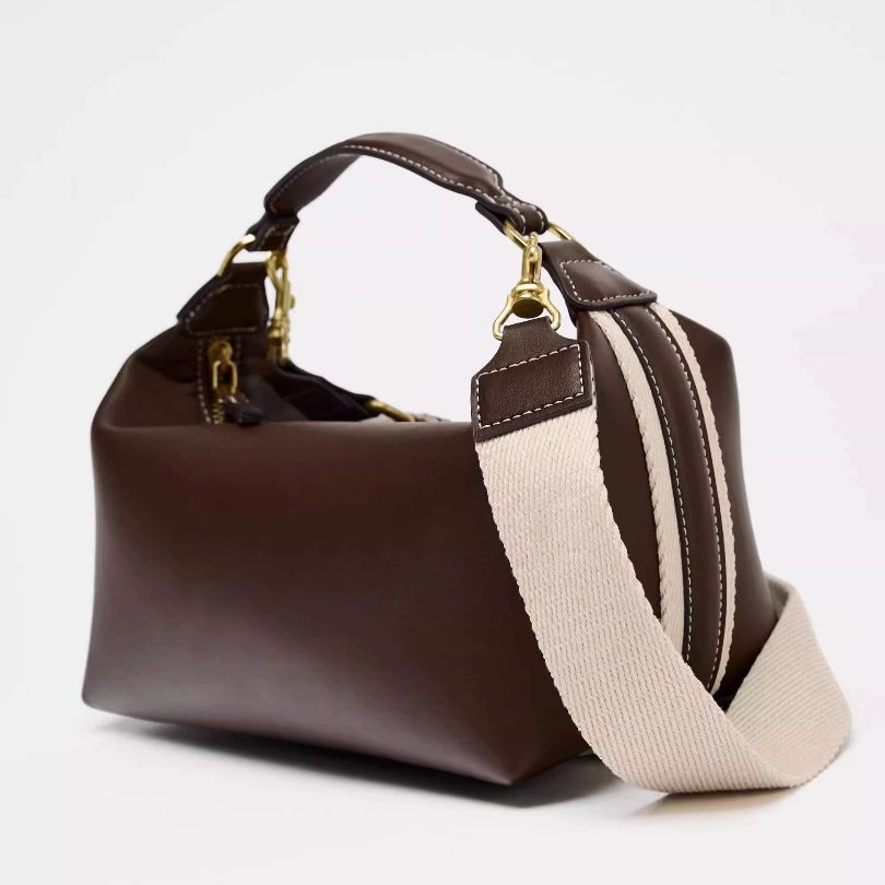 ZaraStyle Stripe Bolsa Moda Feminina Correntes De Ombro Couro Macio