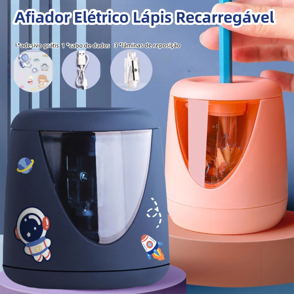 Recarregável Apontador de lápis elétrico Apontador eletrico para lápis automático Papelaria para estudantes em Oferta na Shopee
