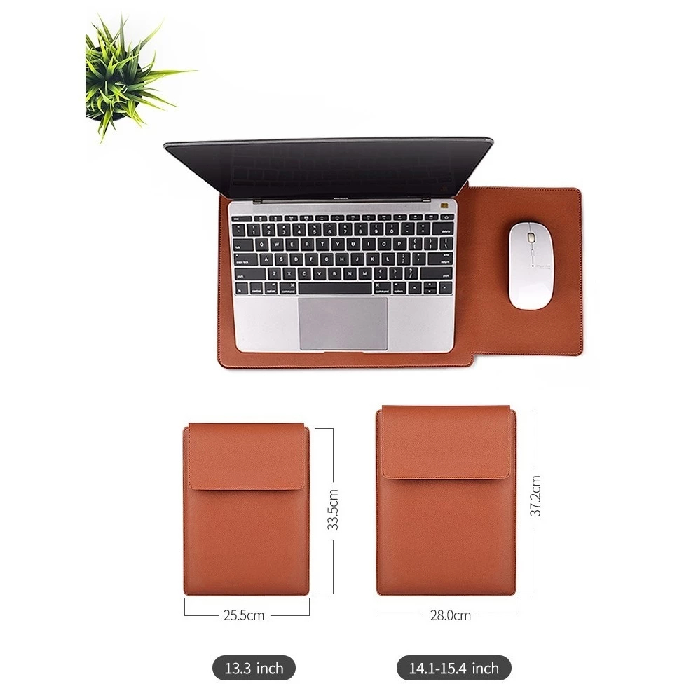Capa Para Notebook Stand Macia De Couro PU Macbook Air Pro 13,3 e 15-16,2 Polegadas Bolsa