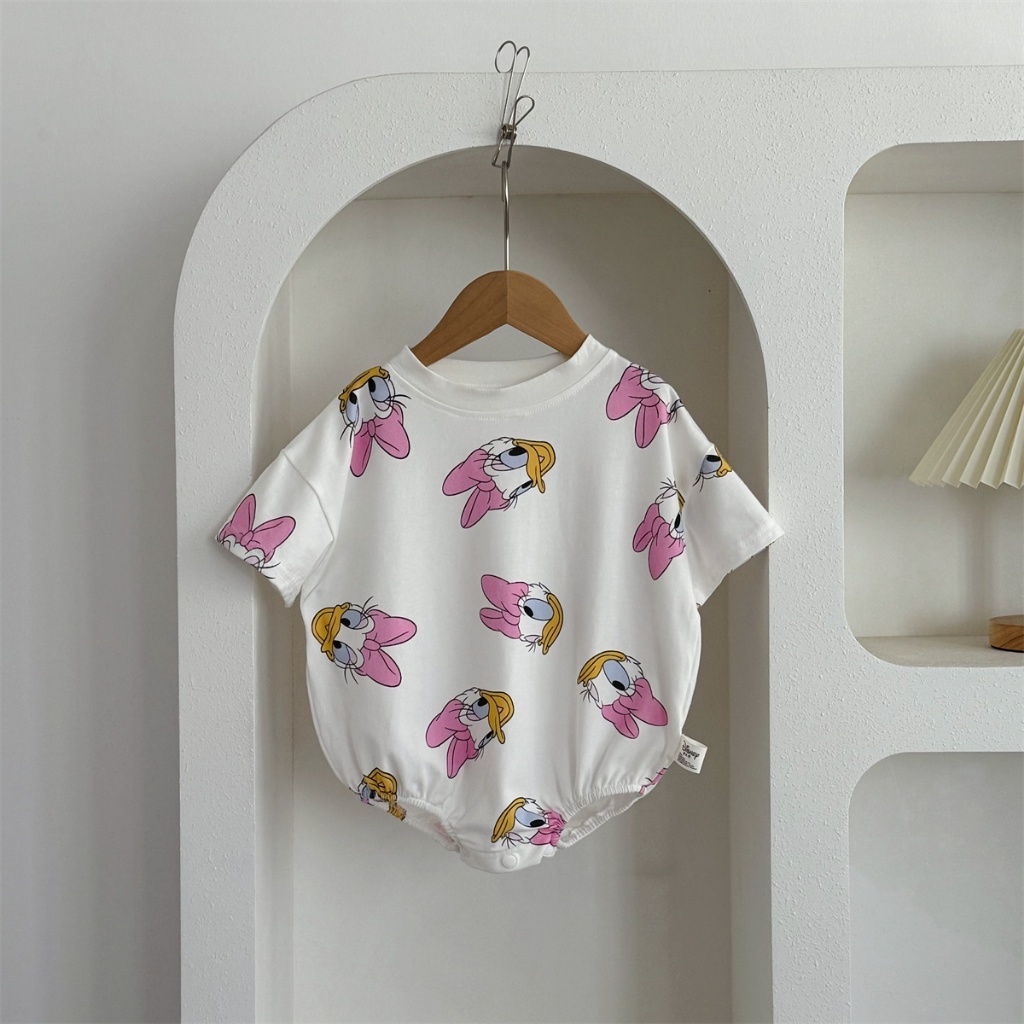 Bebê Recém-Nascido Menina Verão Manga Curta Moda Macacão Disney Bonito Pato Donald Margarida De Algodão