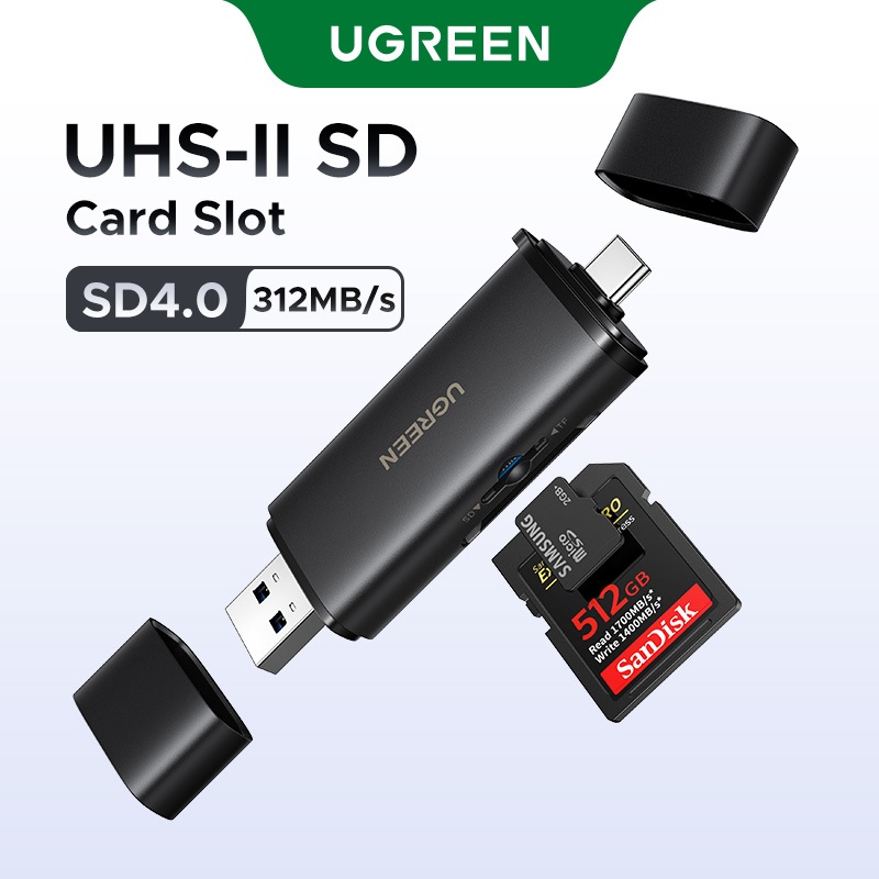 Leitor De Cartão UGREEN USB3.0 E USB C Para SD MicroSD TF Thunderbolt 3 PC Acessórios Laptop De Memória Inteligente Adap