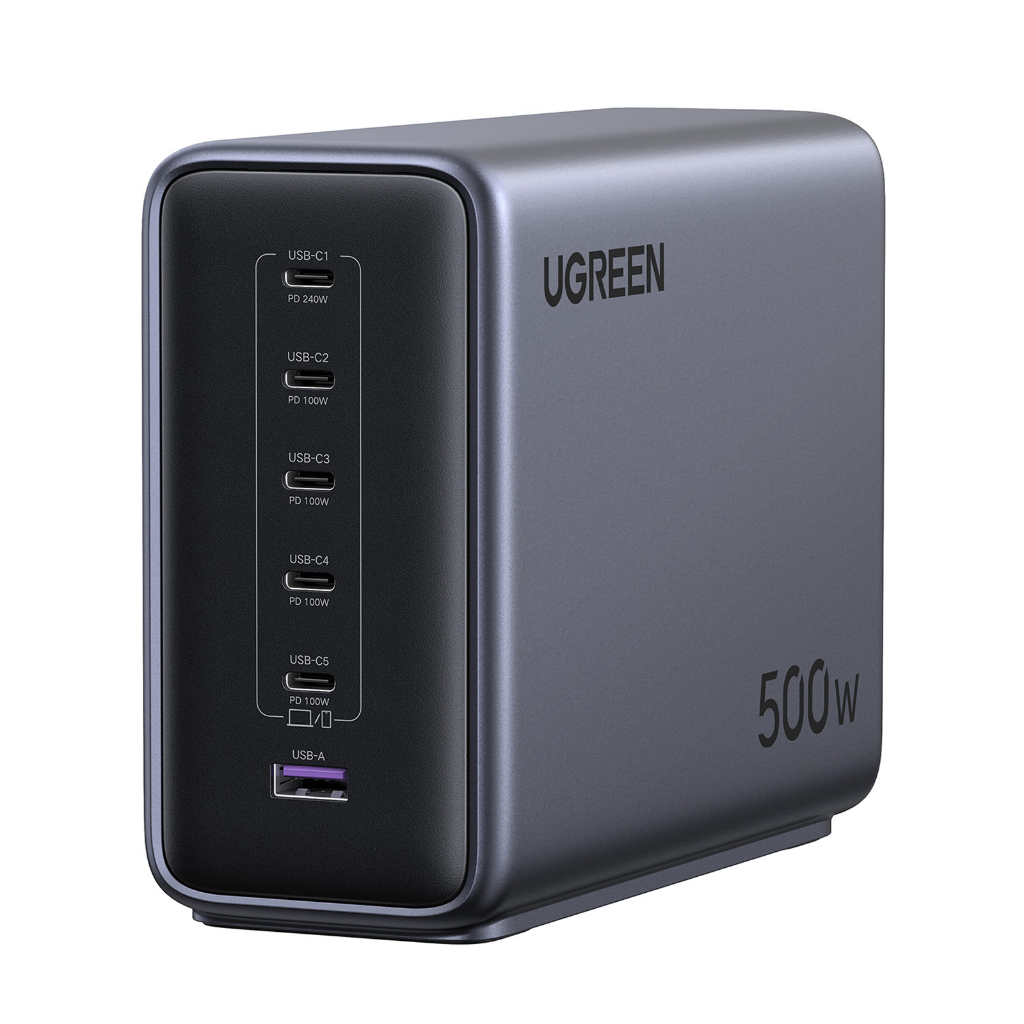 Carregador UGREEN 500W GaN Nexode USB-C * 5 + A * 1 6 Portas Rápido Para IPhone