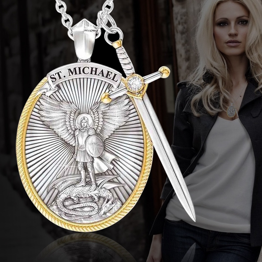 Colar De Mitologia Ocidental Joias Amuleto De Fé De Anjo De São Miguel em Oferta na Shopee