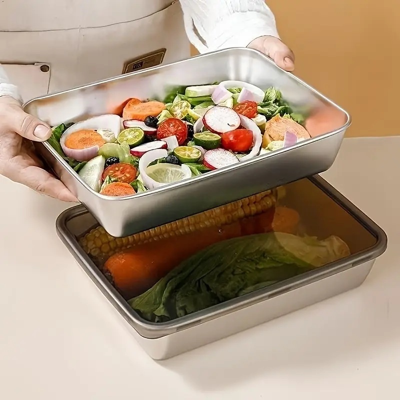 Recipiente De Cozimento De Grande Capacidade Bandeja De Aço Inoxidável Com Tampa