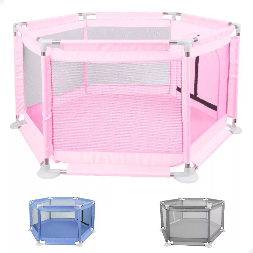 JOYA KID Cercadinho Para Bebê Chiqueirinho Infantil Portátil Menino Menina Rosa/Cinza