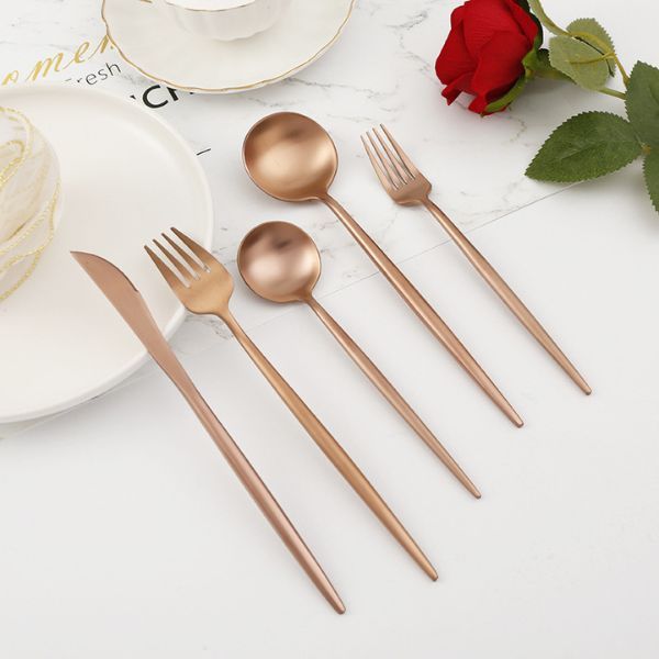 24 Pcs RosaCor Dourada  Garfo e Colher e Faca Conjunto De Talheres De Aço luxo Inoxidável