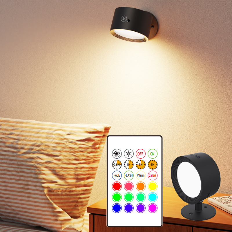 Kit 2 luminárias de parede sem fio com ímã, luz de leitura moderna com controle remoto LED e alimentação USB em Oferta na Shopee