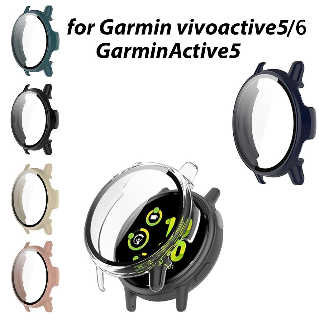 Vidro Temperado + Capa Para Garmin Vivoactive 5 6 Active 5 Protetor De Tela Completo Duro PC Pára-Choques SmartWatch Ant