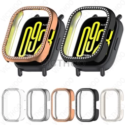 Protetor De Tela De Meia Concha Com Moldura De Diamante Brilhante Para Redmi Watch 5 Lite / Redmi Watch 5 Active