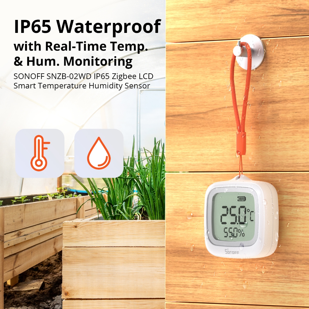 SONOFF SNZB-02WD IP65 Zigbee 3.0 LCD Sensor Inteligente De Temperatura E Umidade Para Estufa De Banheiro Externa ° C/F T em Oferta na Shopee