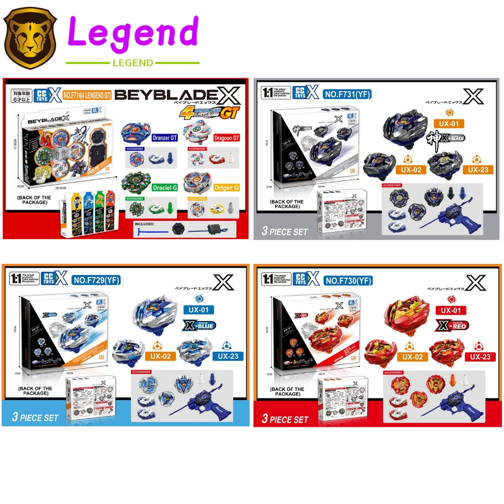 Gyros Burst BX CX Série 4 Em 1 , UX 3 Com Conjunto De Caixa De Lançador Spinning Top Kid Gyro Brinquedos